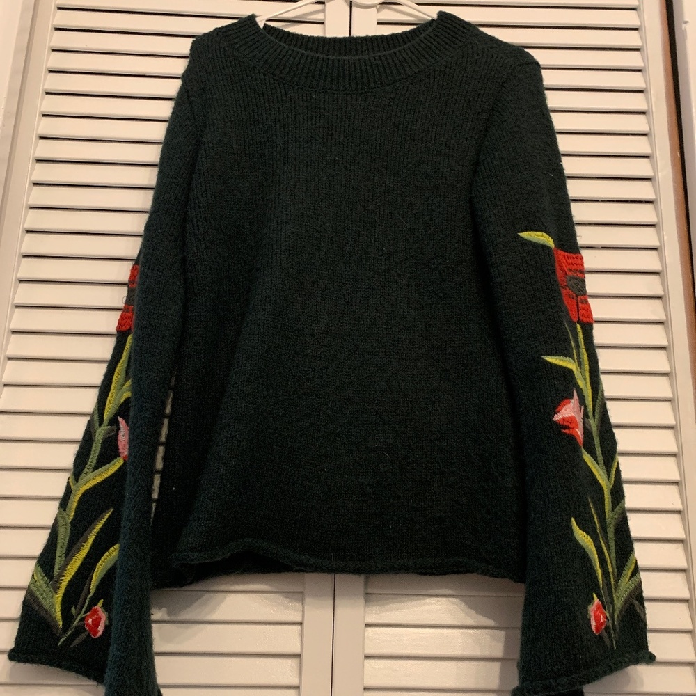 Embroidered Emerald Sweater